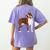 Red Boston Terrier Dog Women's Comfort Colors T-Shirt Back Print Violet