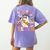Retro Floral Ghost Trick Or Teach Groovy Teacher Halloween Women's Comfort Colors T-Shirt Back Print Violet