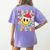 Santas Favorite Teacher Retro Groovy Smile Face Christmas Women's Comfort Colors T-Shirt Back Print Violet