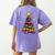 Teacher Crayon Christmas Tree Lights Student School Xmas Women's Comfort Colors T-Shirt Back Print Violet