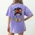 Teacher Life Messy Bun Glasses Leopard Sunflower Women's Comfort Colors T-Shirt Back Print Violet