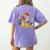 Turkey Reading Books Fall Season Thanksgiving Teacher Book Women's Comfort Colors T-Shirt Back Print Violet