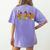 Turkey Reading Books Fall Thanksgiving Teacher Student Women's Comfort Colors T-Shirt Back Print Violet