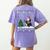 Ugly Christmas Tree Lights Xmas Santa Riding Boston Terrier Women's Comfort Colors T-Shirt Back Print Violet