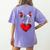 Valentine's Day Boston Terrier Dog Vector Women's Comfort Colors T-Shirt Back Print Violet