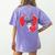 Valentine's Day Boston Terrier Women's Comfort Colors T-Shirt Back Print Violet