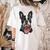 Boston Terrier American Flag Women's Comfort Colors T-Shirt Back Print Ivory