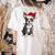Boston Terrier Christmas Santa Hat Tree Lights Pajama Women's Comfort Colors T-Shirt Back Print Ivory