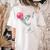 Boston Terrier Dog Blowing Chewing Bubble Gum Pink Women's Comfort Colors T-Shirt Back Print Ivory