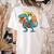 Boston Terrier Dog Riding Dinosaur T Rex Boys Women's Comfort Colors T-Shirt Back Print Ivory