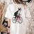 Boston Terrier Riding Bicycle Cute Bostie Biker Raglan Baseball Tee Women's Comfort Colors T-Shirt Back Print Ivory