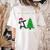 Boston Terrier Santa Hat Dabbing Around The Christmas Tree Women's Comfort Colors T-Shirt Back Print Ivory