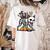 Boston Terrier Skeleton Mummy Witch Halloween Women's Comfort Colors T-Shirt Back Print Ivory