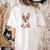 Brown Boston Terrier With Flowers And Feathers Women's Comfort Colors T-Shirt Back Print Ivory
