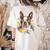 Floral Boston Terrier Women's Comfort Colors T-Shirt Back Print Ivory