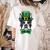 Green Boston Terrier Shamrock St Patricks Day Boston Terrier Women's Comfort Colors T-Shirt Back Print Ivory