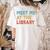 Meet Me At The Library For Teachers And School Librarians Women's Comfort Colors T-Shirt Back Print Ivory Meet Me At The Library For Teachers And School Librarians Women's Comfort Colors T-Shirt Back Print Ivory