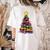 Teacher Crayon Christmas Tree Lights Student School Xmas Women's Comfort Colors T-Shirt Back Print Ivory