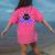 Blue Bobcats School Spirit Coquette Bow Mascot Teacher Women's Comfort Colors T-Shirt Back Print Crunchberry