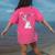 Boston Terrier Dog Blowing Chewing Bubble Gum Pink Women's Comfort Colors T-Shirt Back Print Crunchberry