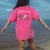 In October We Wear Pink Apple Teacher Daisy Breast Cancer Women's Comfort Colors T-Shirt Back Print Crunchberry