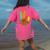 One Thankful Teacher Thanksgiving Turkey Peace Hand Sign Women's Comfort Colors T-Shirt Back Print Crunchberry