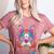 Boston Terrier Sugar Skull Dog Day Of The Dead Women's Heather T-Shirt Heather Mauve