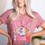 Trick Or Teach Halloween Teacher Floral Ghost Groovy Women's Heather T-Shirt Heather Mauve