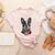 Boston Terrier American Flag Women's Heather T-Shirt Heather Peach