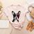 Boston Terrier Dog 4th July America USA Flag Men Women Kids Women's Heather T-Shirt Heather Peach