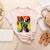 Dog Boston Terrier Hawaiian Women's Heather T-Shirt Heather Peach