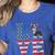 4th Of July Decor Patriotic LOVE Boston Terrier USA Flag Women's Heather T-Shirt Heather True Royal
