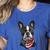 Boston Terrier American Flag Women's Heather T-Shirt Heather True Royal