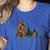 Boston Terrier Bigfoot Dog Walking Dog Mom Dad Kids Women's Heather T-Shirt Heather True Royal