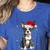 Boston Terrier Christmas Santa Hat Tree Lights Pajama Women's Heather T-Shirt Heather True Royal