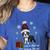 Boston Terrier Christmas T Shirt-Life Is Merrier Premium Tri-Blend Women's Heather T-Shirt Heather True Royal