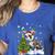 Boston Terrier Christmas Tree Lights Santa Hat Women's Heather T-Shirt Heather True Royal