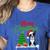 Boston Terrier Christmas Tree Lights Xmas Dog Lover Women's Heather T-Shirt Heather True Royal