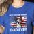 Boston Terrier Dad American Flag 4th Of July Dog Fathers Day Women's Heather T-Shirt Heather True Royal