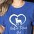 Boston Terrier Dad Cute Boston Terrier Silhouette Heart Women's Heather T-Shirt Heather True Royal