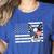 Boston Terrier Dog 4th Of July US American Flag Patriotic Women's Heather T-Shirt Heather True Royal