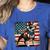 Boston Terrier Dog 4th Of July USA American Flag Patriotic Women's Heather T-Shirt Heather True Royal