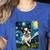 Boston Terrier Dog Starry Night Painting Women's Heather T-Shirt Heather True Royal