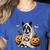 Boston Terrier Ghost Boo Halloween Costume Spooky Season Women's Heather T-Shirt Heather True Royal
