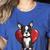 Boston Terrier Mom Dad Bostie Dog Lover Valentines Day Women's Heather T-Shirt Heather True Royal