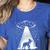 Boston Terrier Mom Dad Dog Alien UFO Women's Heather T-Shirt Heather True Royal