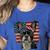 Boston Terrier Patriotic 4th Of July USA American Flag Women's Heather T-Shirt Heather True Royal