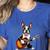Boston Terrier Playing Guitar Boston Terrier Women's Heather T-Shirt Heather True Royal