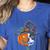 Boston Terrier Pumpkin Jack O Lantern Halloween Women's Heather T-Shirt Heather True Royal
