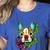 Boston Terrier In Red Day Of The Dead Sugar Skull Dog Women's Heather T-Shirt Heather True Royal